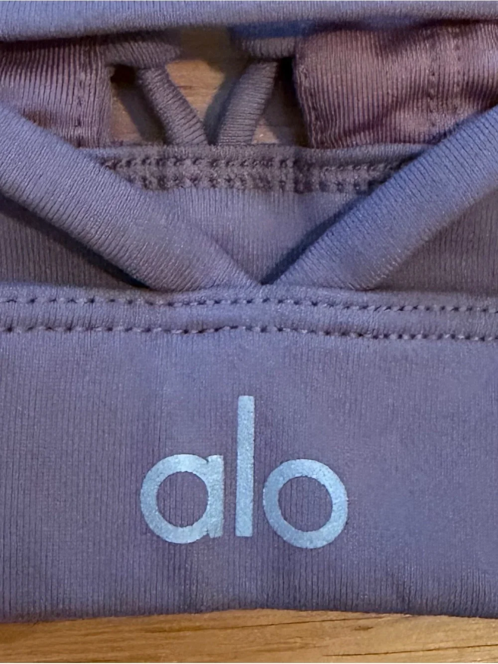 Alo Yoga Starlet Lace-Up Bra in Smoky Quartz, Size Small